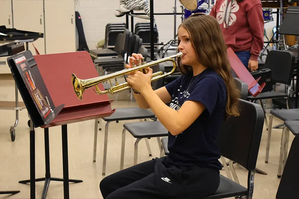 CHS student playing instrument