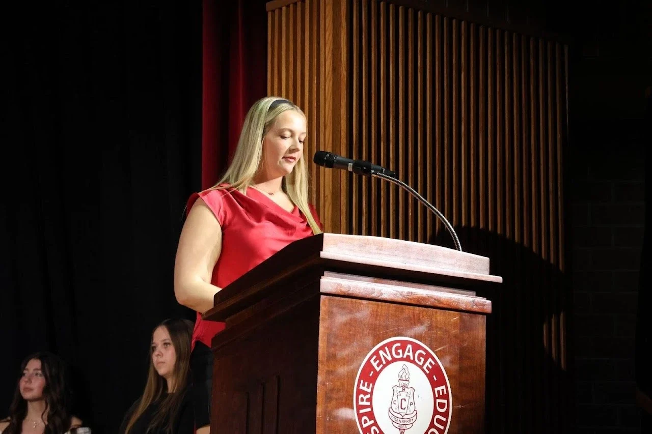 Rhetta Boocks describing the four pillars of the National Honor Society